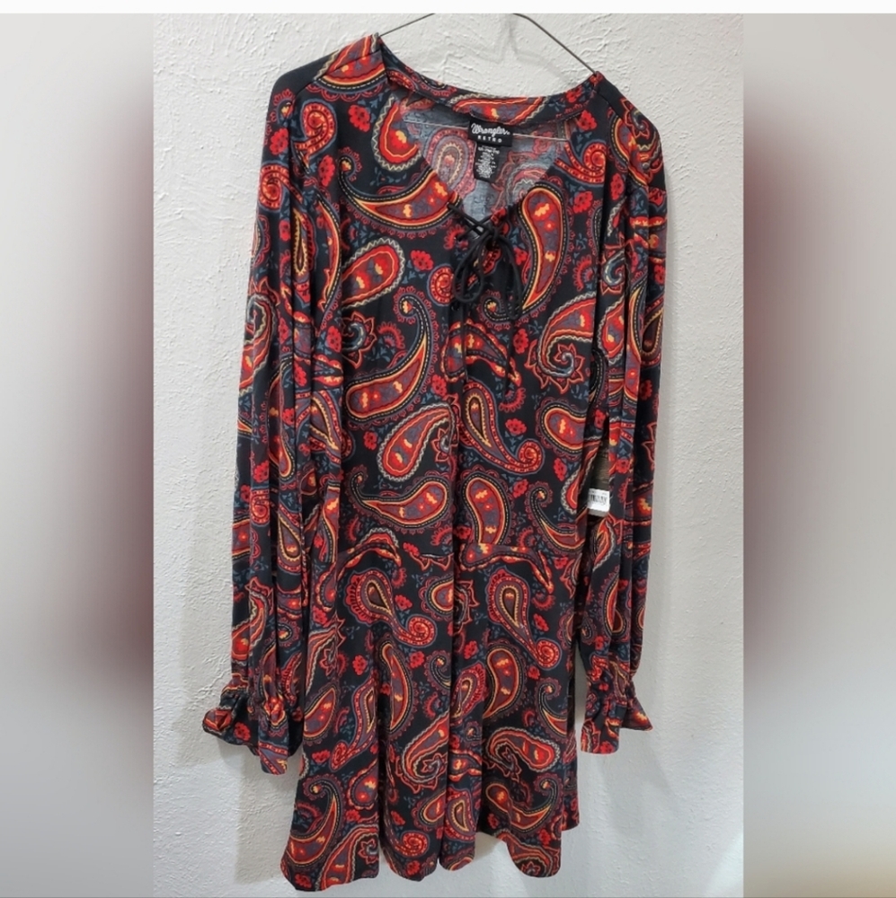 Deep Rust Long Sleeve V-Neck Sundress with Bishop Sleeves for Casual Occasions